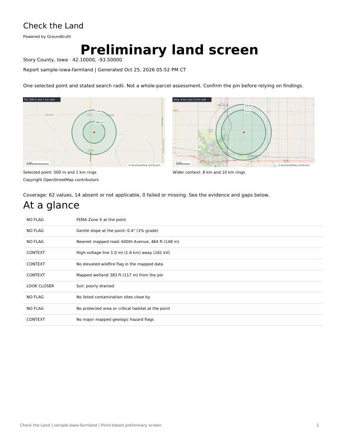 Actual first page of our Iowa sample report